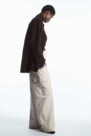 BEIGE COS WIDE-LEG CARGO PANTS | PGA-415078