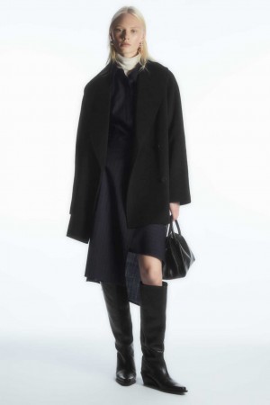 BLACK COS OVERSIZED SHAWL-COLLAR WOOL JACKET | NMC-348605