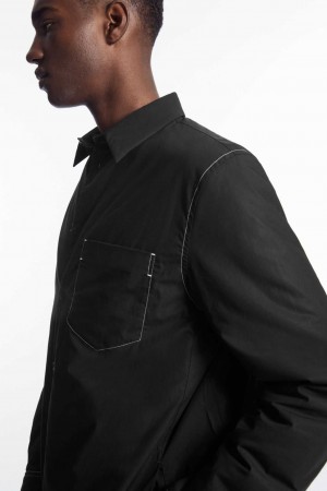 BLACK / WHITE COS CONTRAST-STITCH PADDED OVERSHIRT | BHP-593428