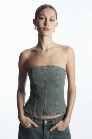 BLUE COS DENIM BUSTIER | VNJ-598137