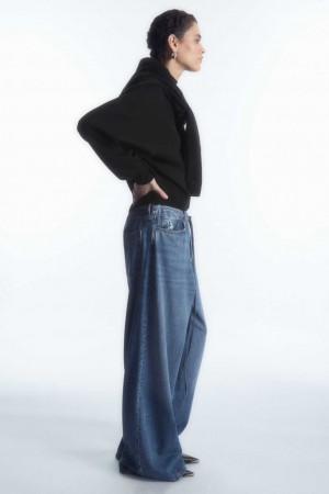 BLUE COS EXTRA WIDE LEG DRAWSTRING DENIM PANTS | FVO-152849