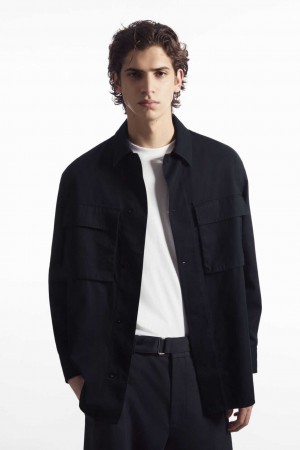 DARK NAVY COS OVERSIZED UTILITY SHIRT | JLP-078451