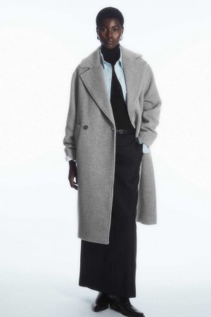 GRAY COS OVERSIZED DOUBLE-BREASTED WOOL COAT | ZOL-245809