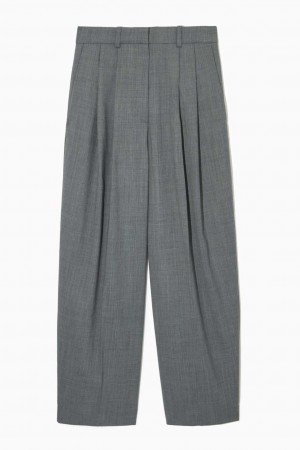 GREY COS WIDE-LEG TAILORED WOOL-BLEND TROUSERS | FVM-741528