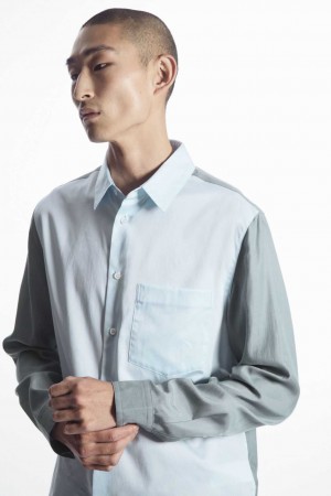 LIGHT BLUE / TEAL COS COLOR-BLOCK TAILORED SHIRT - RELAXED | PWE-628971