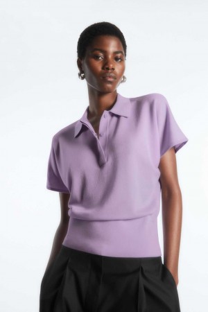 LILAC COS KNITTED POLO SHIRT | KIC-095328