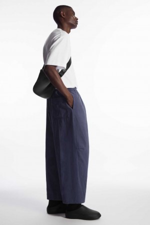 NAVY COS PLEATED WIDE-LEG CHAMBRAY PANTS | IJA-804573