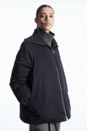 NAVY COS RIBBED-COLLAR PUFFER JACKET | UBG-329057