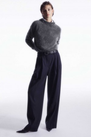 NAVY COS WIDE-LEG TAILORED WOOL PANTS | GNM-194032