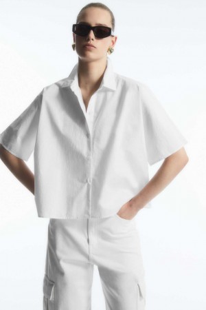 WHITE COS BOXY SHORT-SLEEVED POPLIN SHIRT | WPF-286743