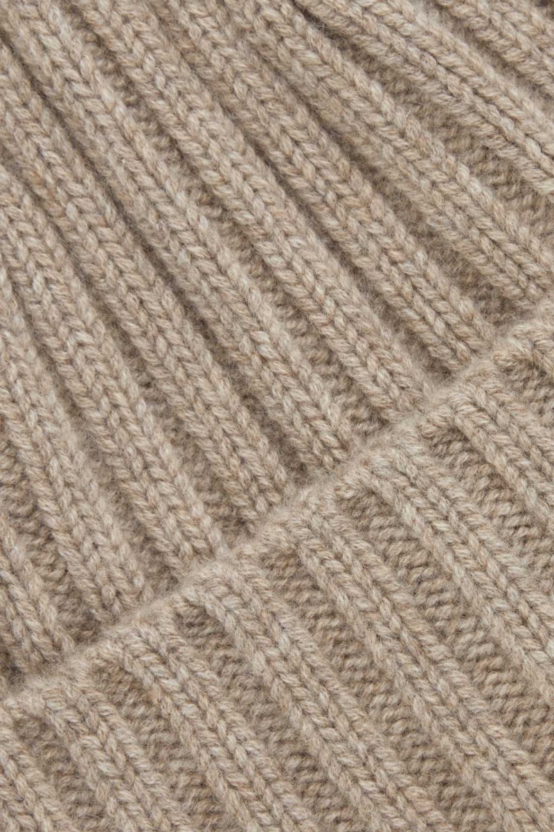 BEIGE COS CHUNKY PURE CASHMERE BEANIE | LOD-052634