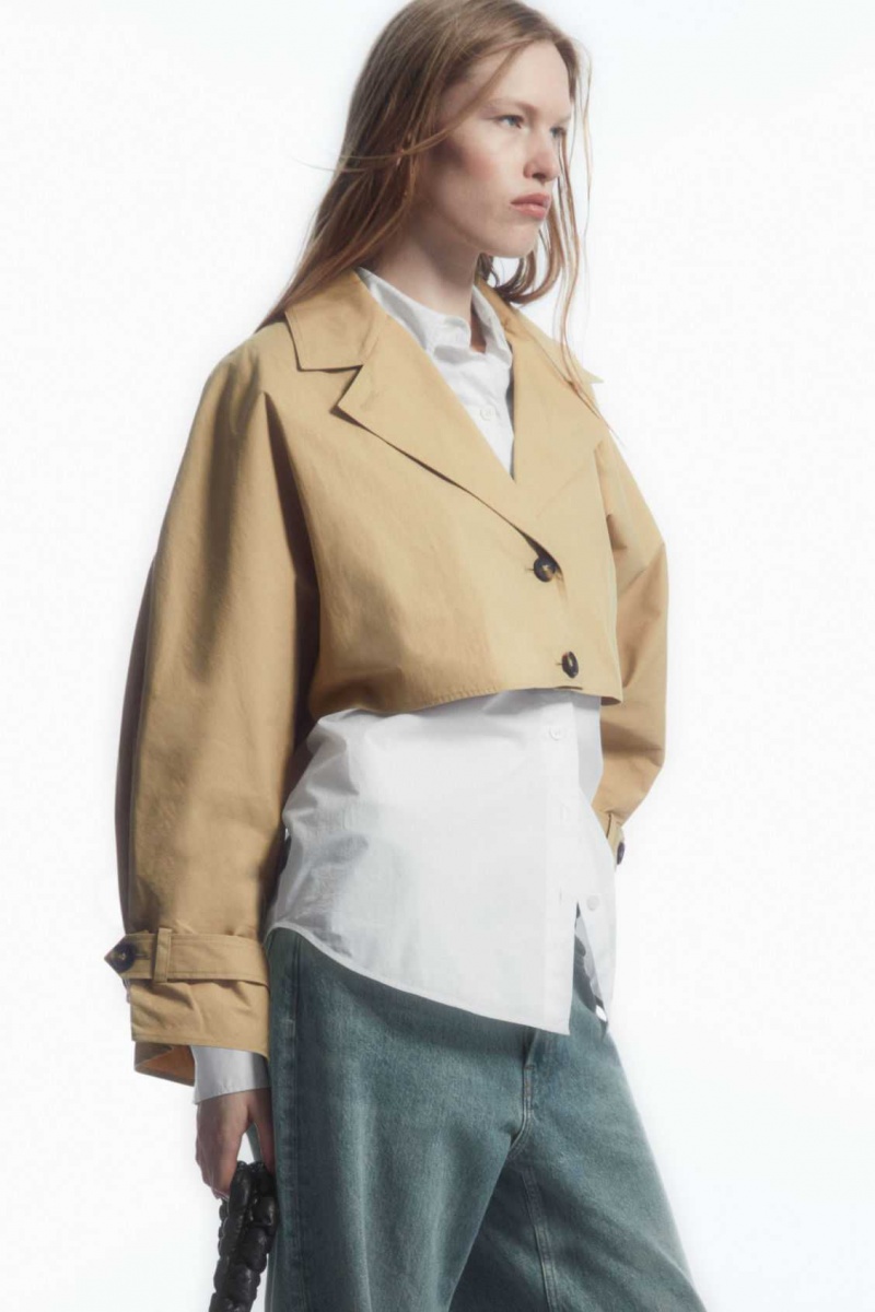 BEIGE COS CROPPED HYBRID TRENCH COAT | MXU-492718