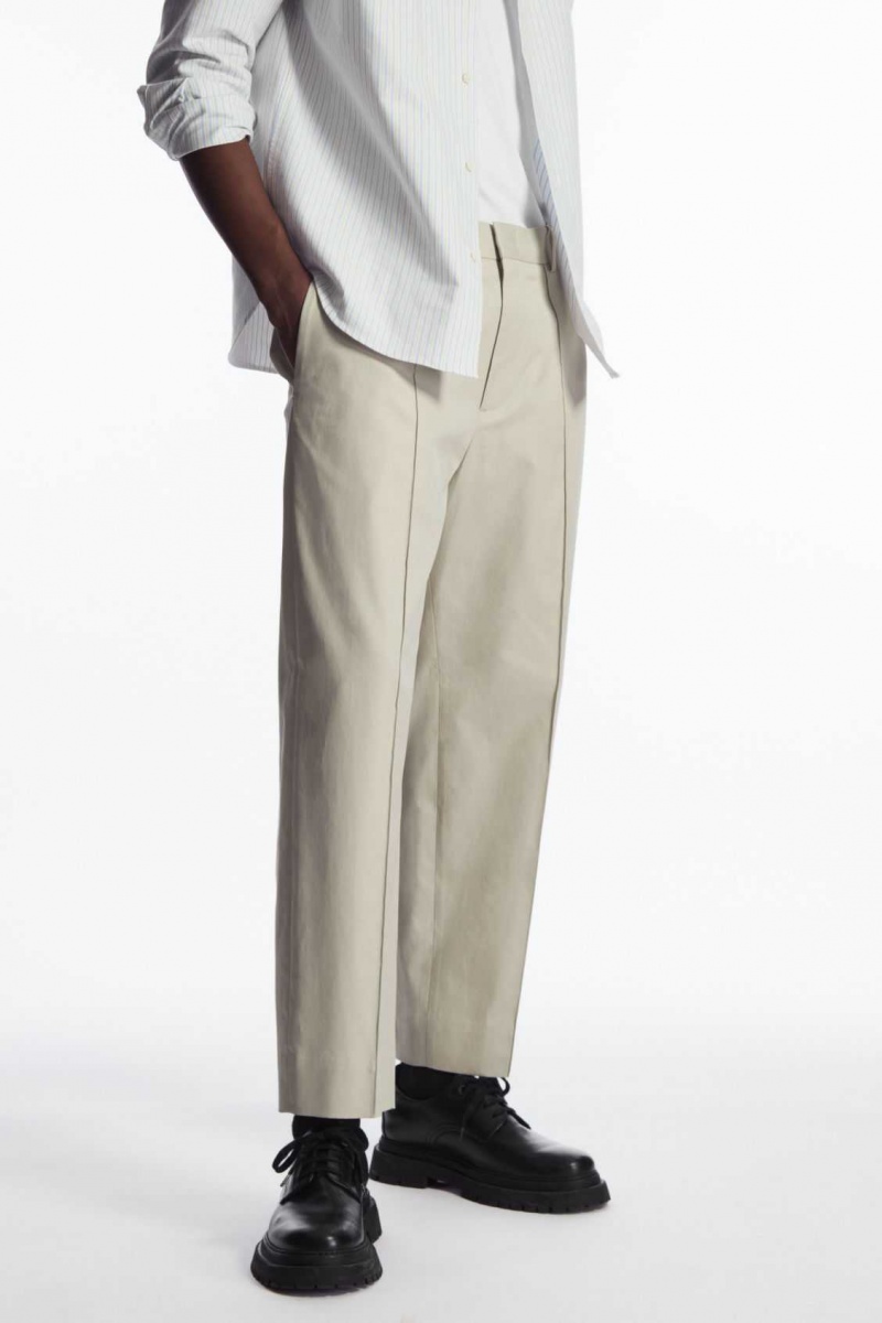 BEIGE COS CROPPED STRAIGHT-LEG TWILL PANTS | WAR-962510