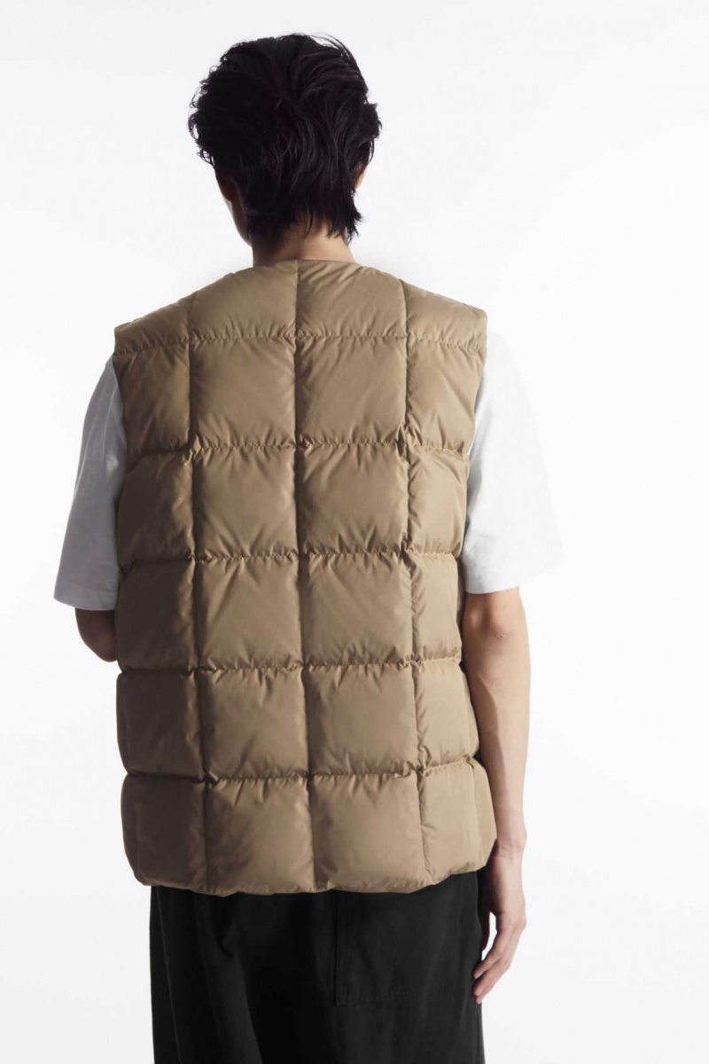 BEIGE COS QUILTED PADDED LINER VEST | RSW-394875