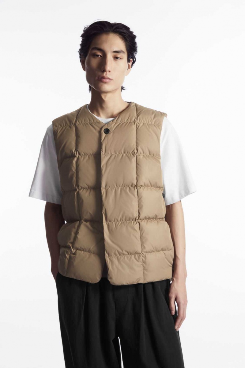 BEIGE COS QUILTED PADDED LINER VEST | RSW-394875