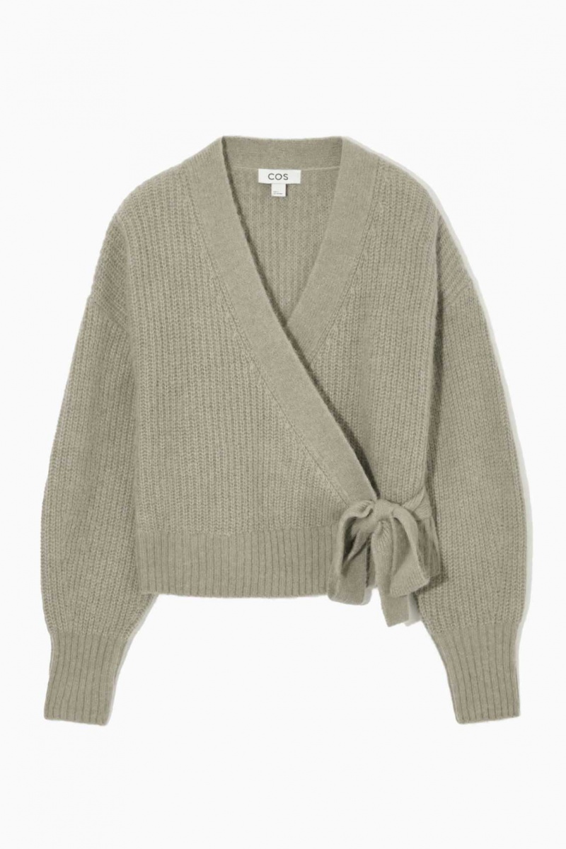 BEIGE COS TEXTURED ALPACA-BLEND WRAP CARDIGAN | GLX-849263