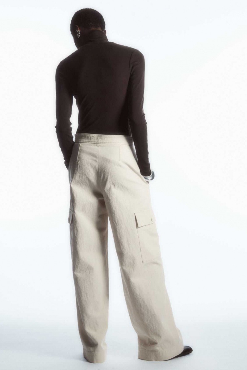 BEIGE COS WIDE-LEG CARGO PANTS | PGA-415078