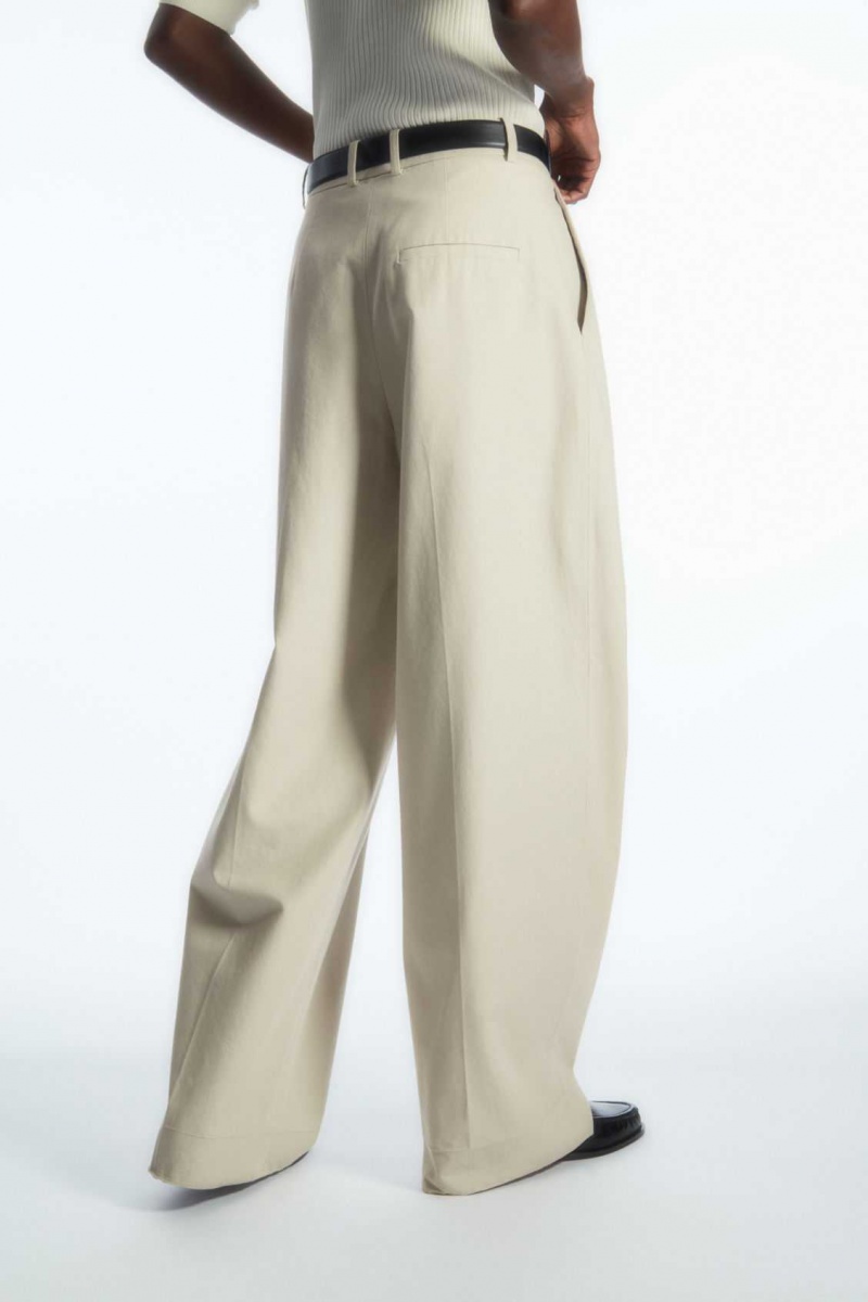 BEIGE COS WIDE-LEG TAILORED TROUSERS | VOR-297345