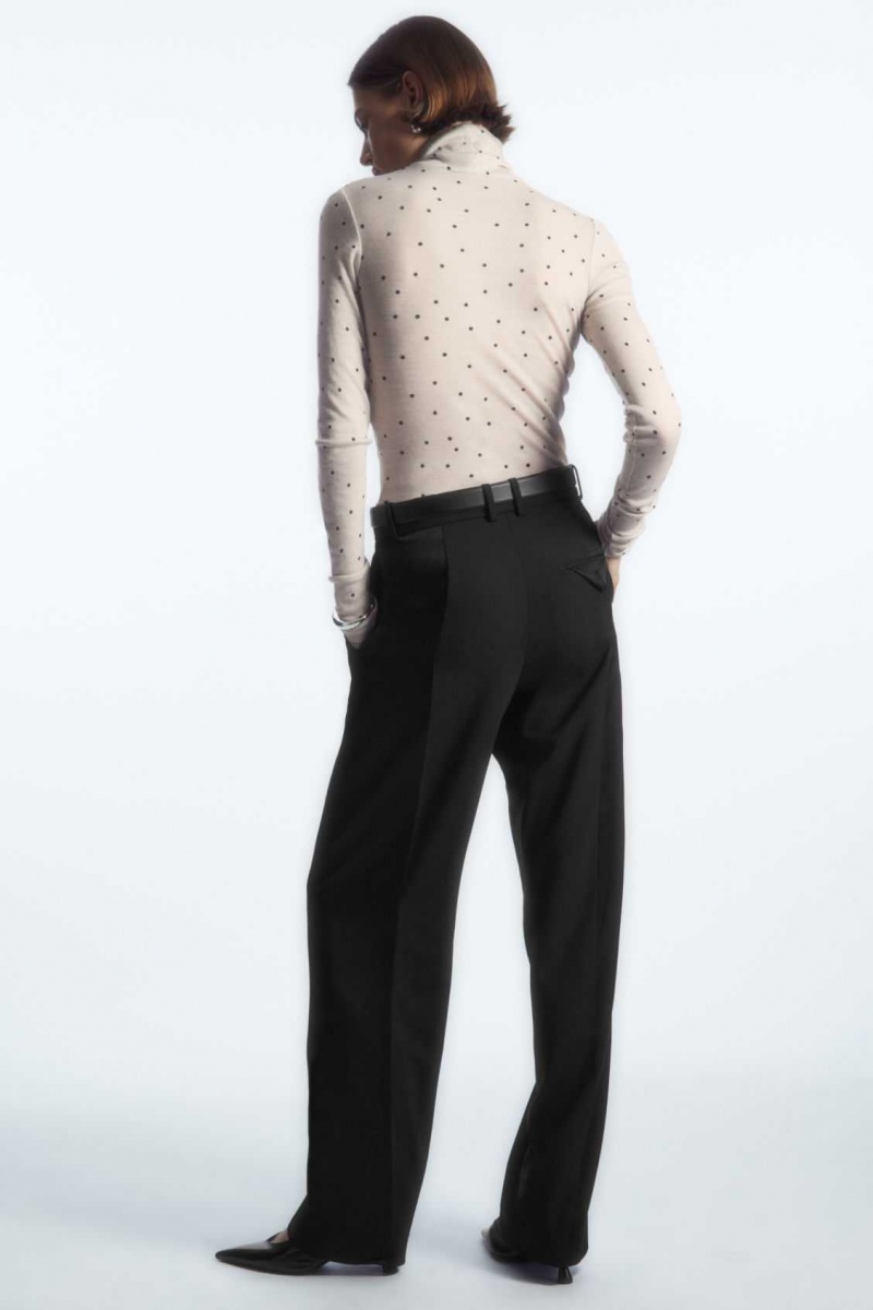 BEIGE / POLKA-DOT COS MERINO WOOL TURTLENECK TOP | ZKV-194365