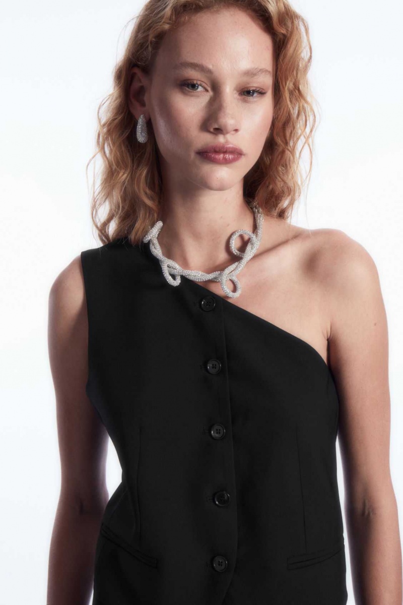 BLACK COS ASYMMETRIC TAILORED WOOL VEST | VSN-716429