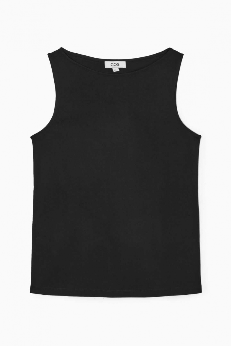 BLACK COS BOAT-NECK TANK TOP | UBW-347680