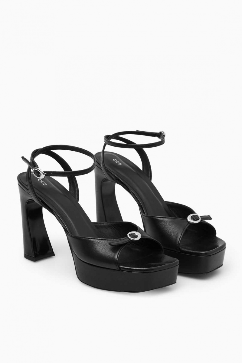 BLACK COS BUCKLED PLATFORM SANDALS | CIY-092387