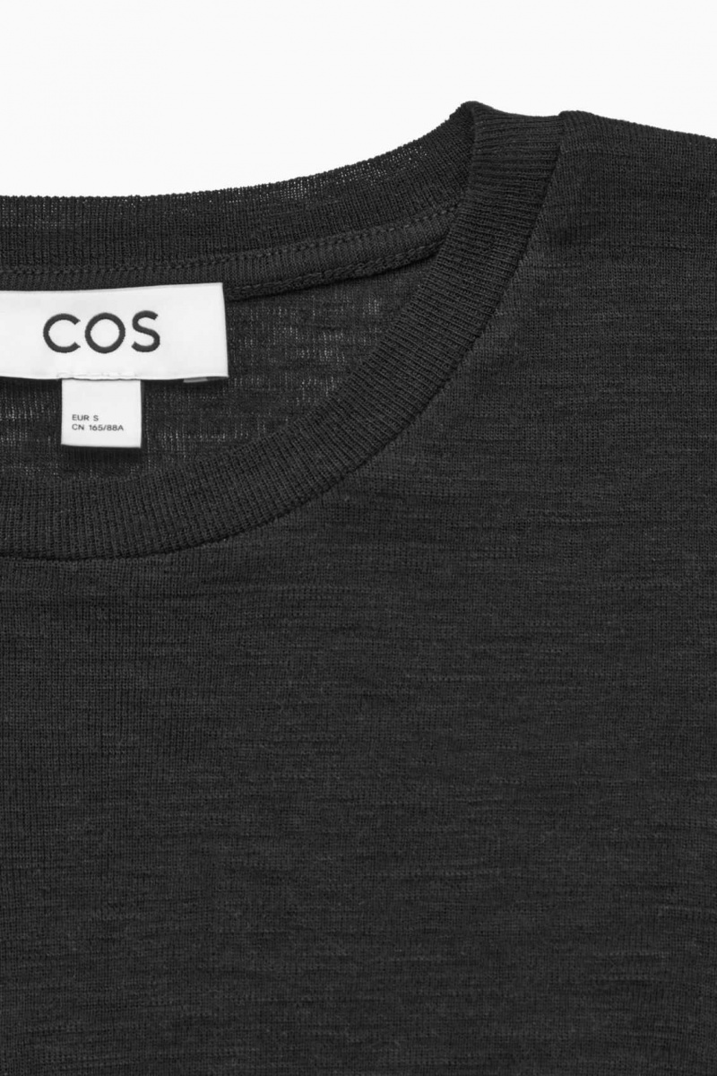 BLACK COS CREW-NECK MERINO WOOL TOP | UFS-918327