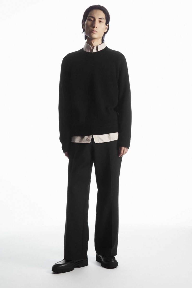 BLACK COS CREW-NECK WOOL SWEATER | ERT-594873