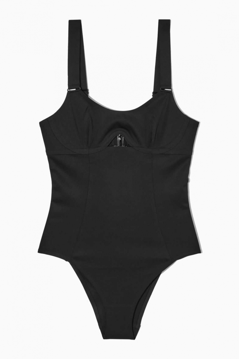 BLACK COS CUT-OUT SCOOP-NECK SWIMSUIT | OBS-803571