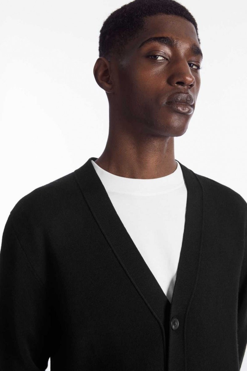 BLACK COS DOUBLE-FACED MERINO WOOL CARDIGAN | NTO-673405