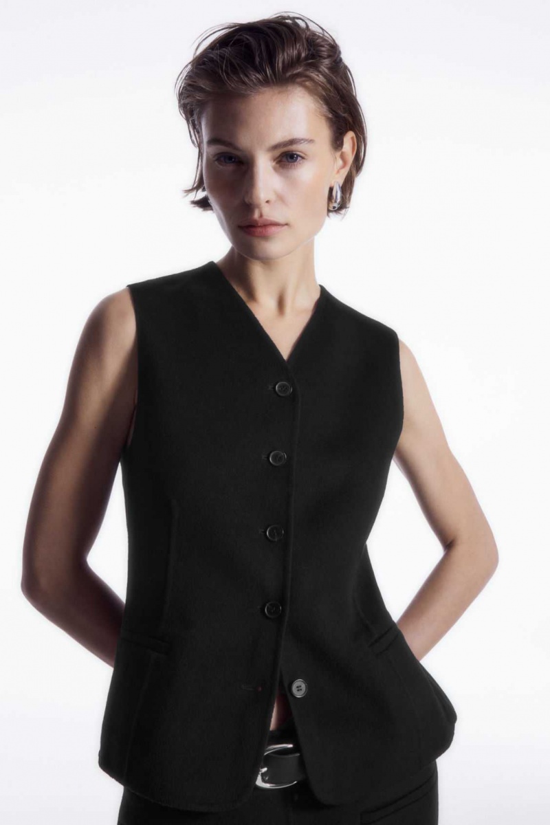 BLACK COS DOUBLE-FACED WOOL WAISTCOAT | STC-748963