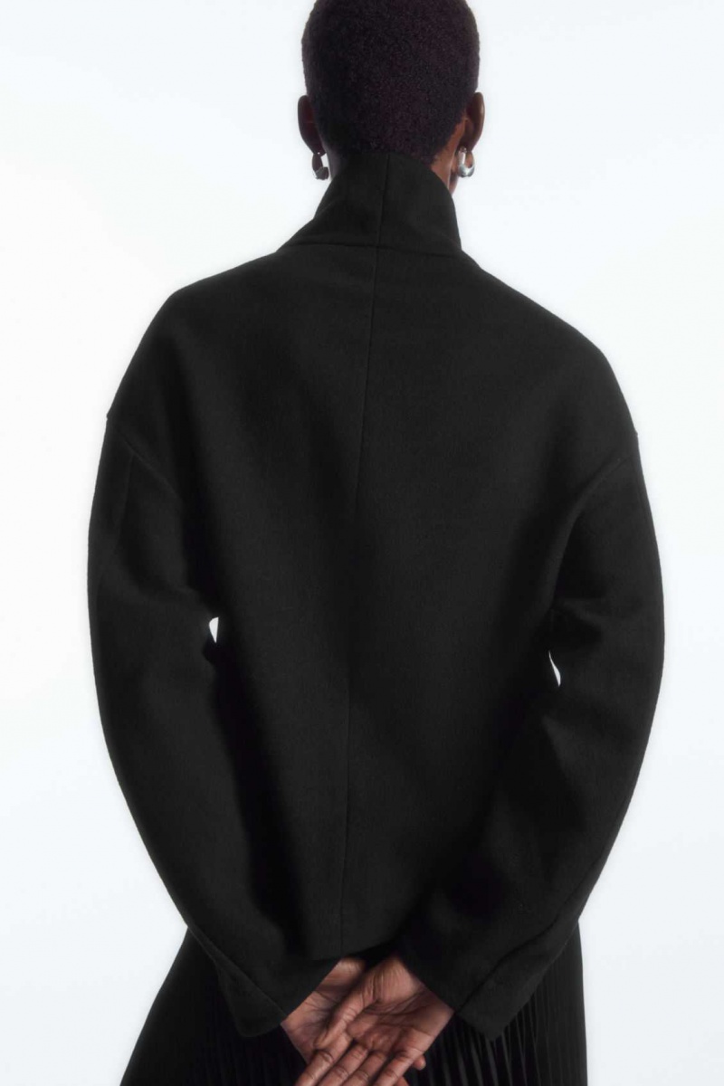 BLACK COS FUNNEL-NECK BOILED WOOL TOP | ZGX-196542