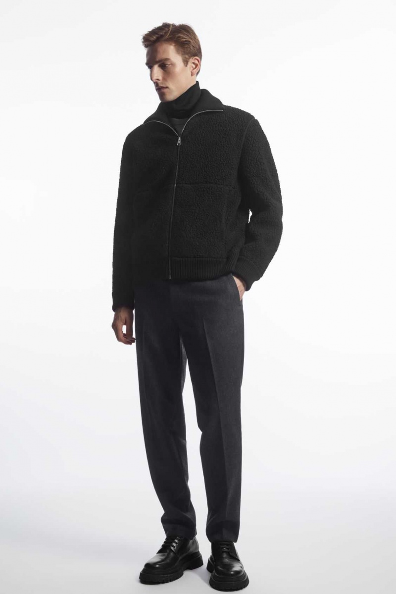 BLACK COS FUNNEL-NECK TEDDY JACKET | AKX-481072