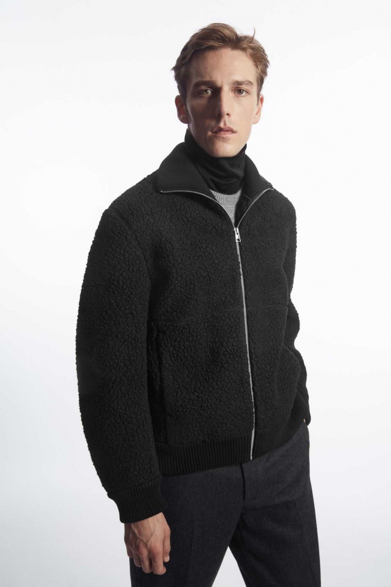 BLACK COS FUNNEL-NECK TEDDY JACKET | AKX-481072