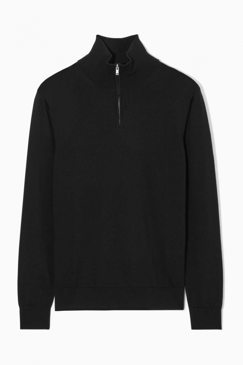 BLACK COS FUNNEL-NECK WOOL HALF-ZIP JUMPER | GHS-297851