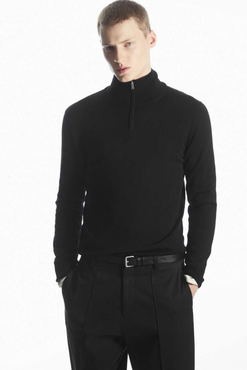 BLACK COS FUNNEL-NECK WOOL HALF-ZIP JUMPER | GHS-297851