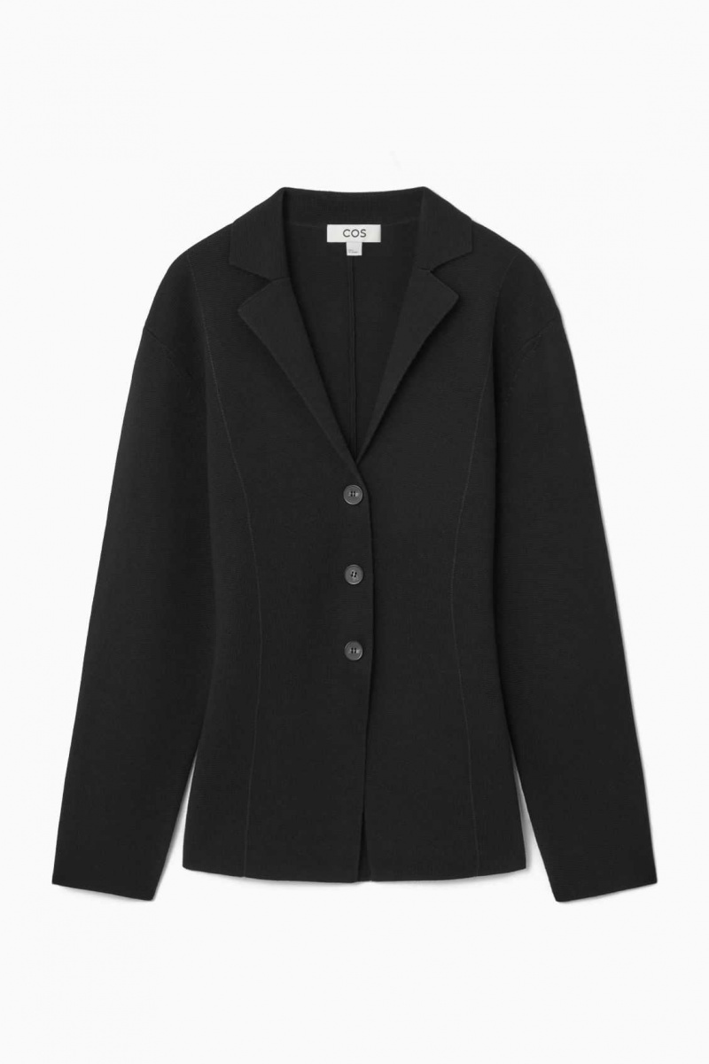 BLACK COS KNITTED WAISTED BLAZER | WHJ-406395