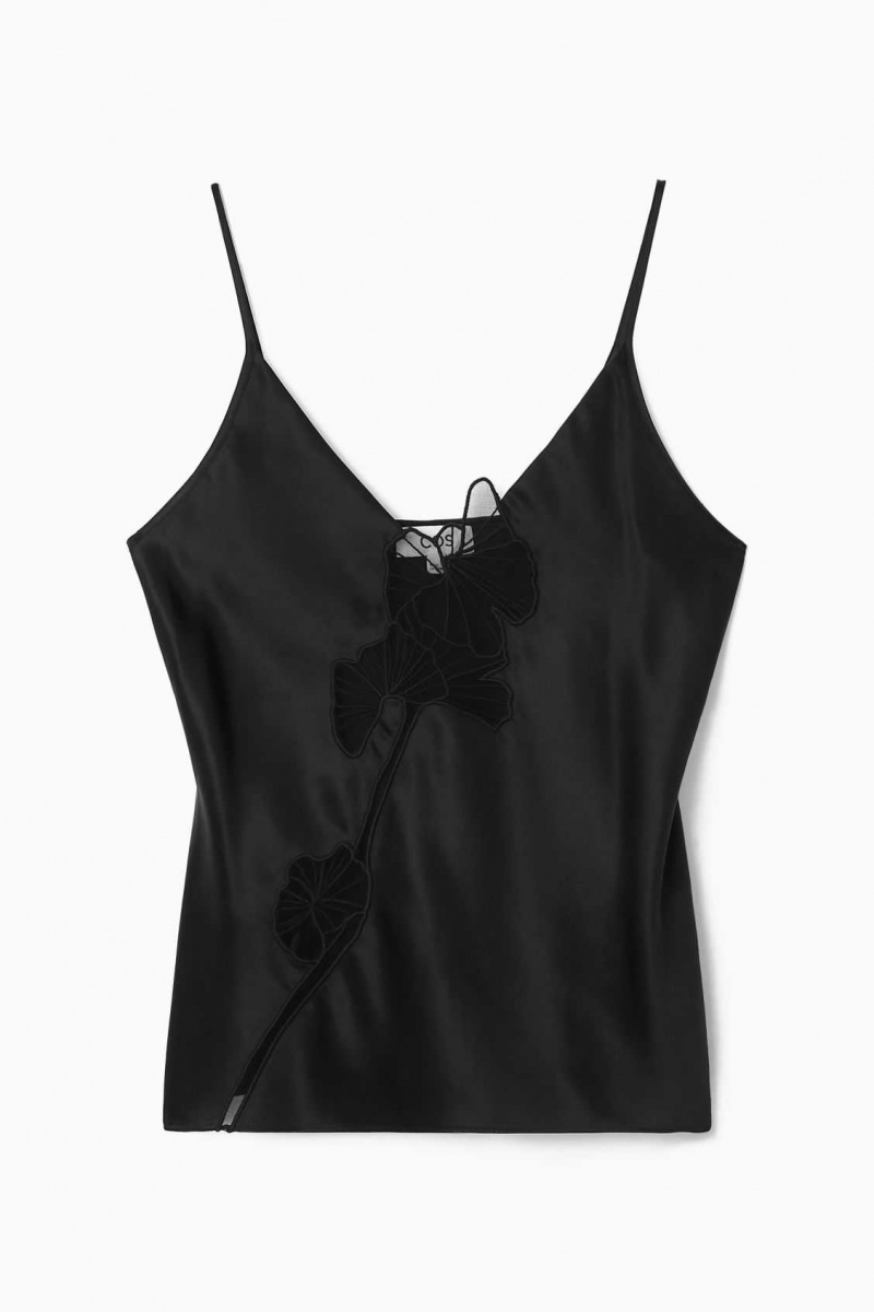 BLACK COS LACE-PANELED SILK CAMISOLE | TYN-796430