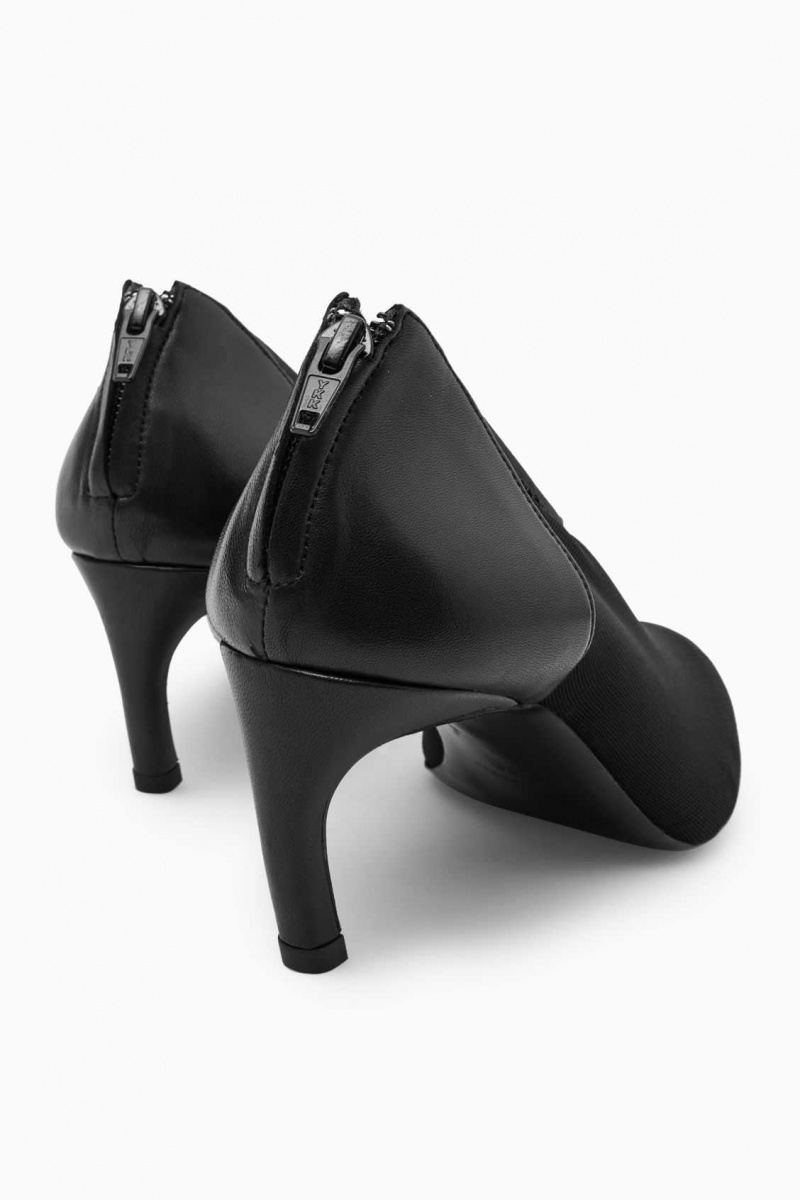 BLACK COS LEATHER AND MESH PUMPS | MQE-890236