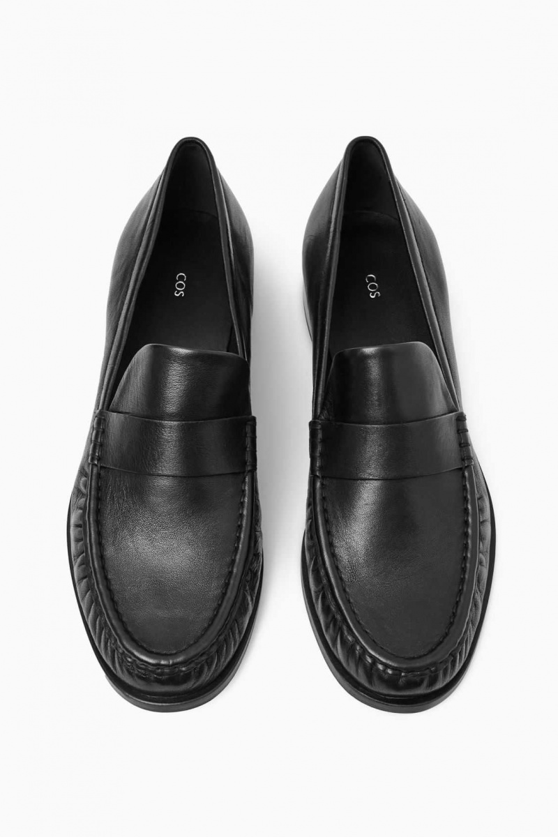 BLACK COS LEATHER LOAFERS | IQB-369157