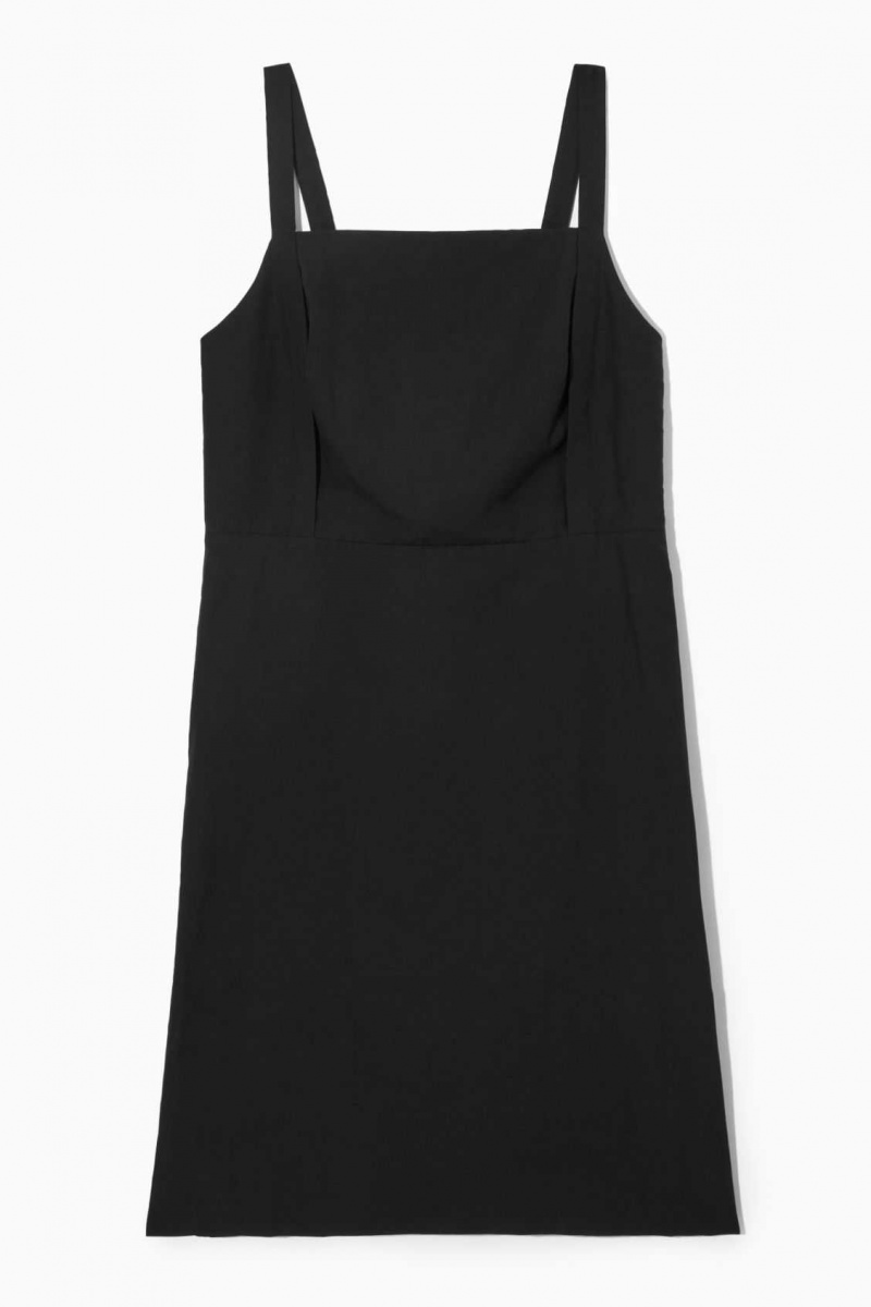 BLACK COS OPEN-BACK MINI PINAFORE DRESS | GWT-218390