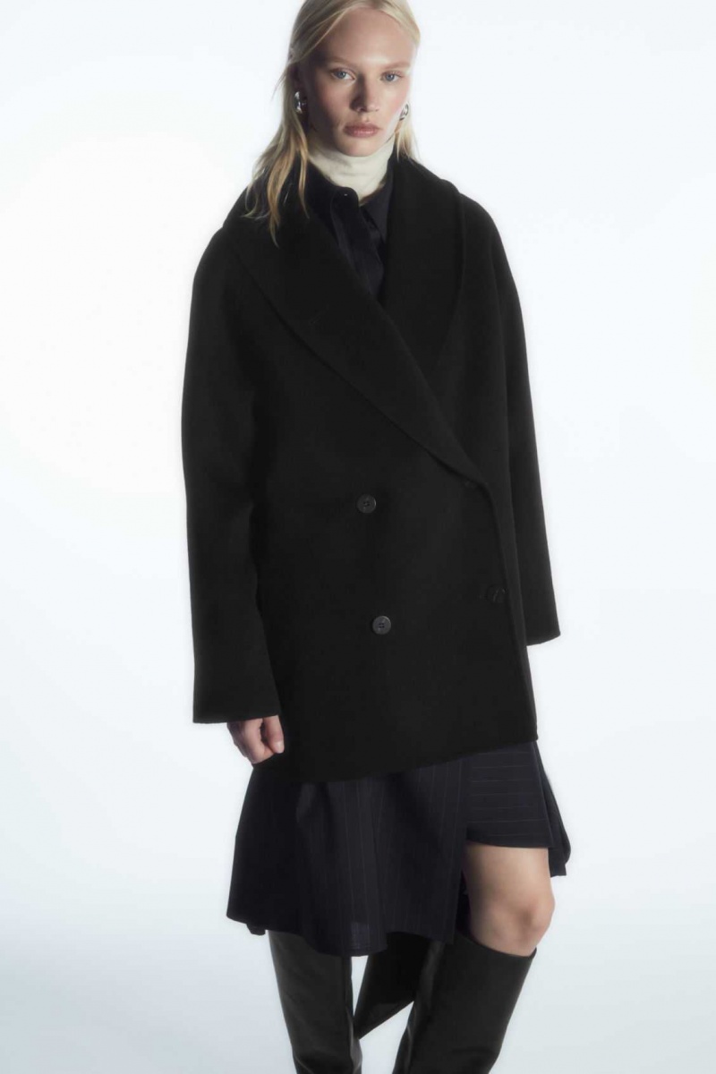 BLACK COS OVERSIZED SHAWL-COLLAR WOOL JACKET | NMC-348605