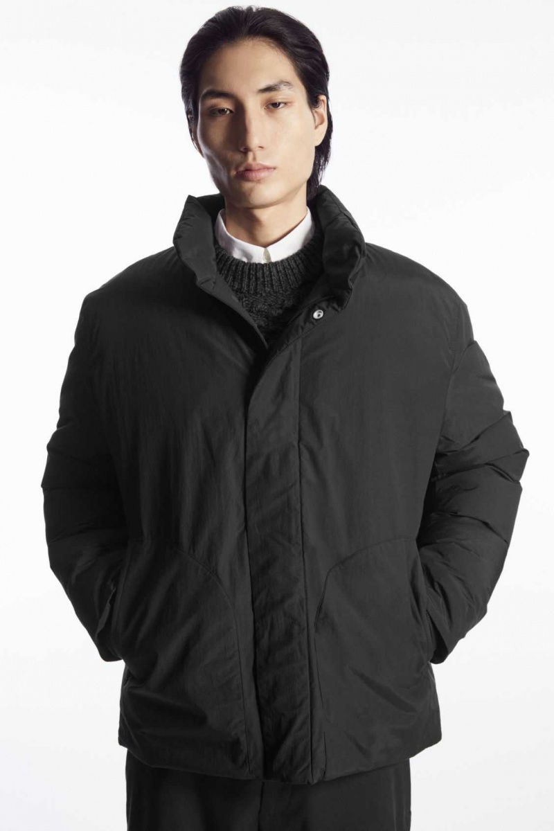 BLACK COS PADDED MAGNETIC-COLLAR JACKET | CZE-674352