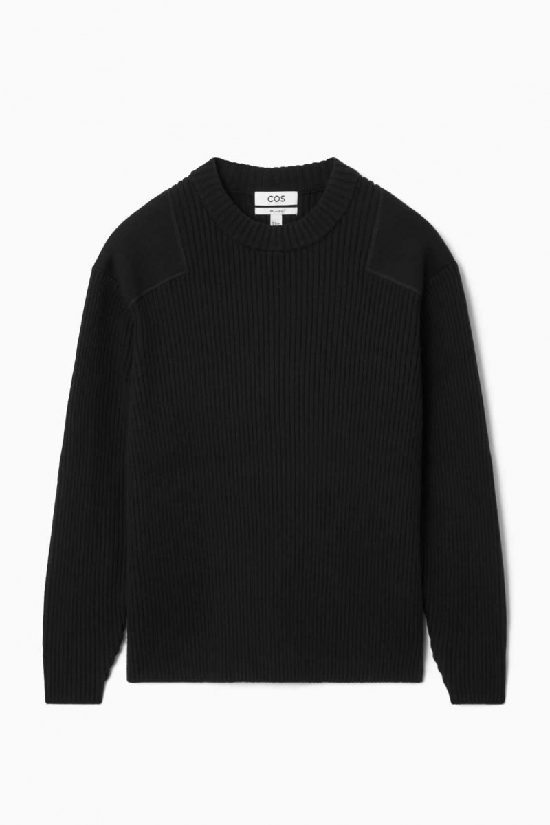 BLACK COS PATCH-DETAIL WOOL-BLEND SWEATER | SNY-801963