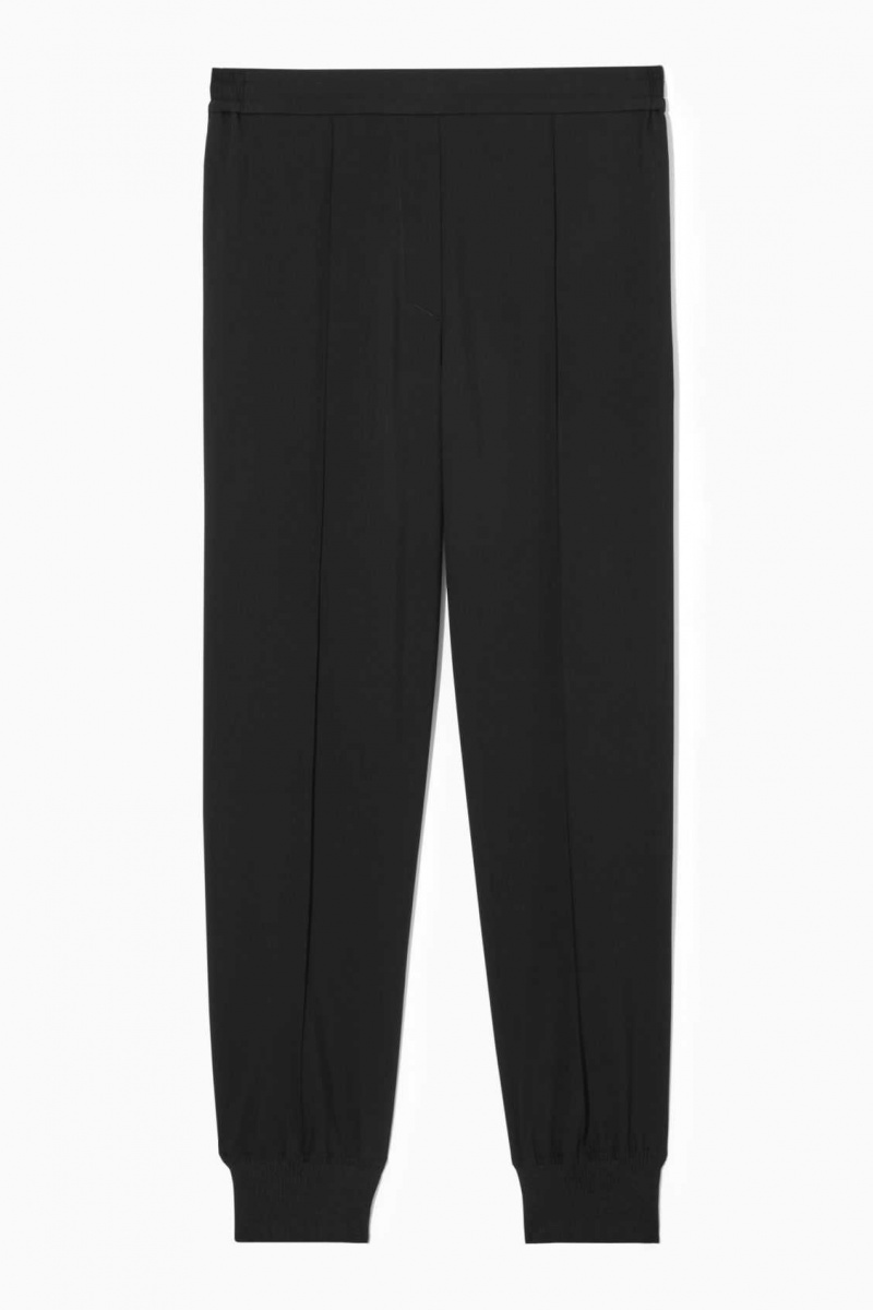 BLACK COS PINTUCKED ELASTICATED TAILORED JOGGERS | IYS-018645