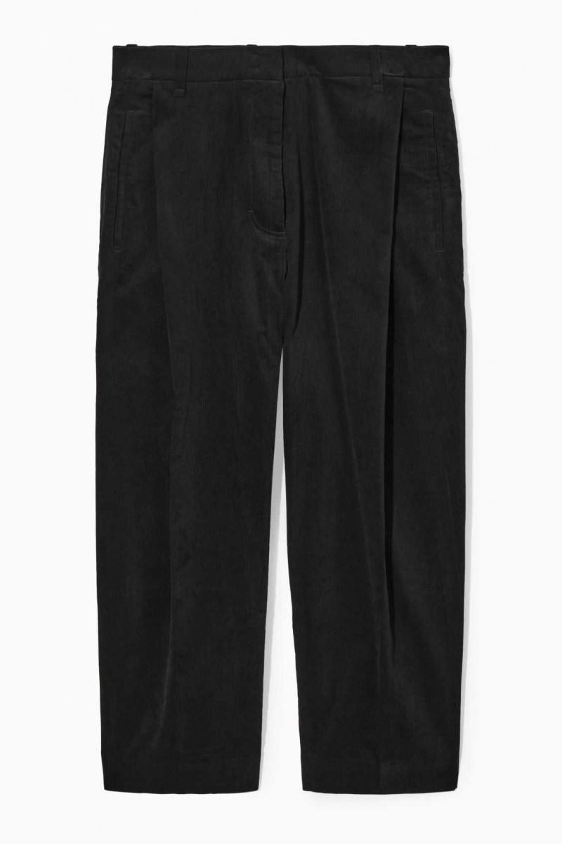 BLACK COS PLEATED BARREL-LEG CORDUROY PANTS | KTD-782904