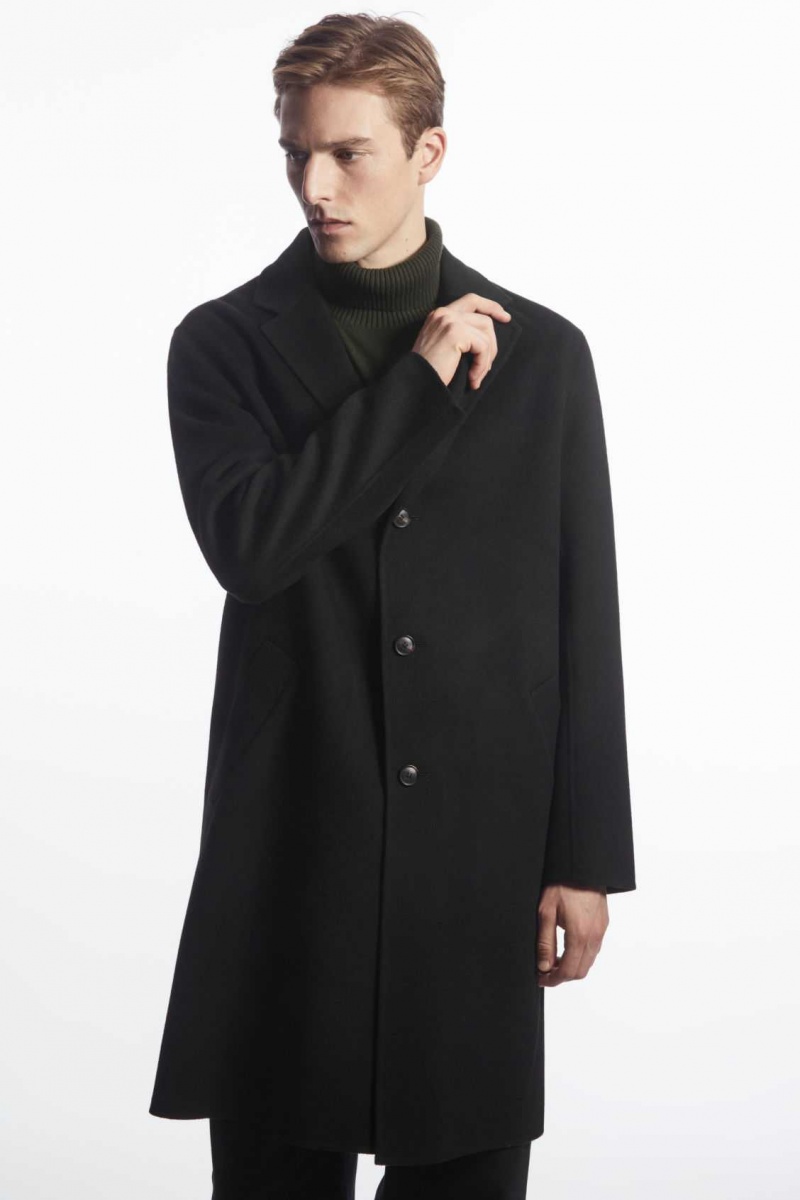 BLACK COS RELAXED-FIT DOUBLE-FACED WOOL COAT | SMW-461378