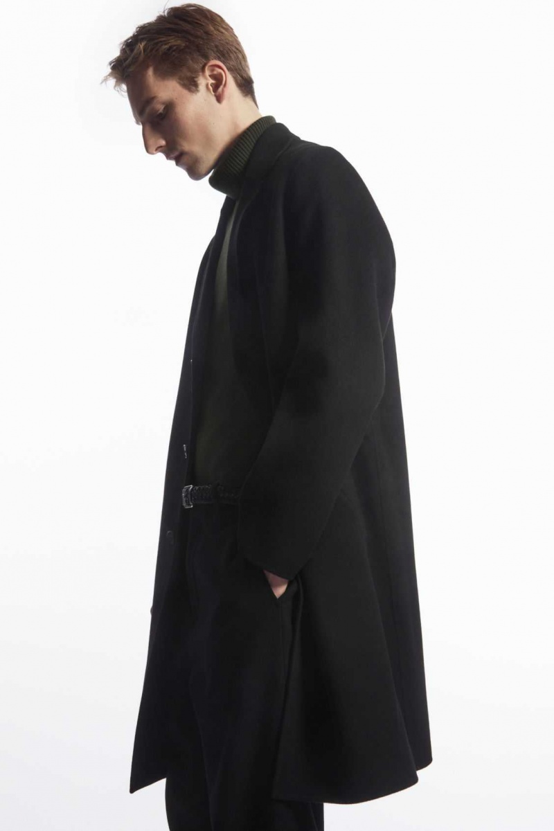 BLACK COS RELAXED-FIT DOUBLE-FACED WOOL COAT | SMW-461378