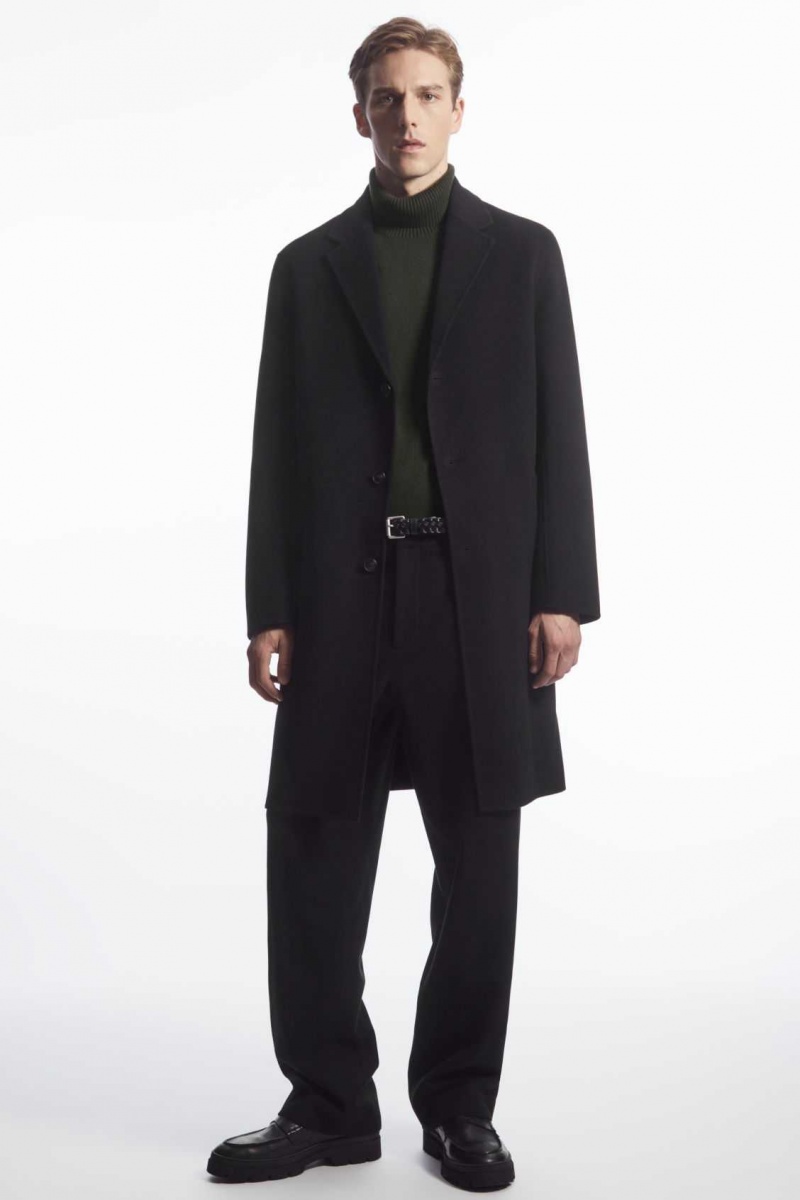 BLACK COS RELAXED-FIT DOUBLE-FACED WOOL COAT | SMW-461378