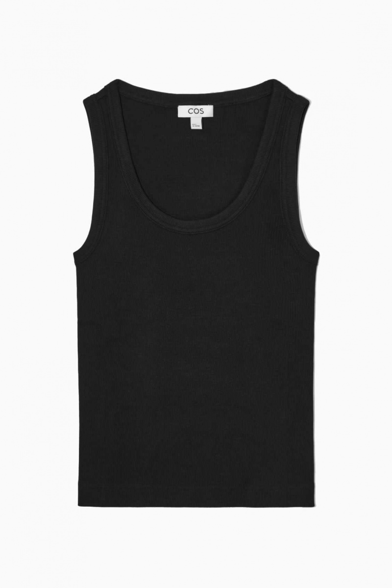 BLACK COS SCOOP-NECK RIBBED TANK TOP | AZE-324890